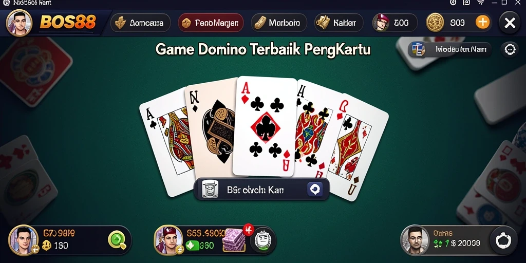 Tampilan utama gameplay Domino BOS88 yang menarik dan interaktif.