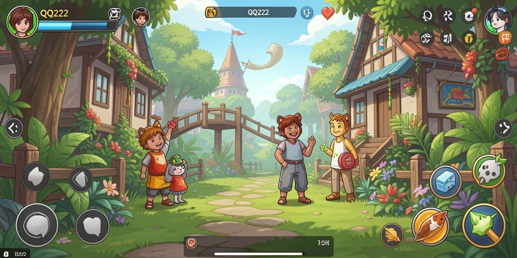 Tampilan gameplay QQ222 yang menarik dan penuh warna.